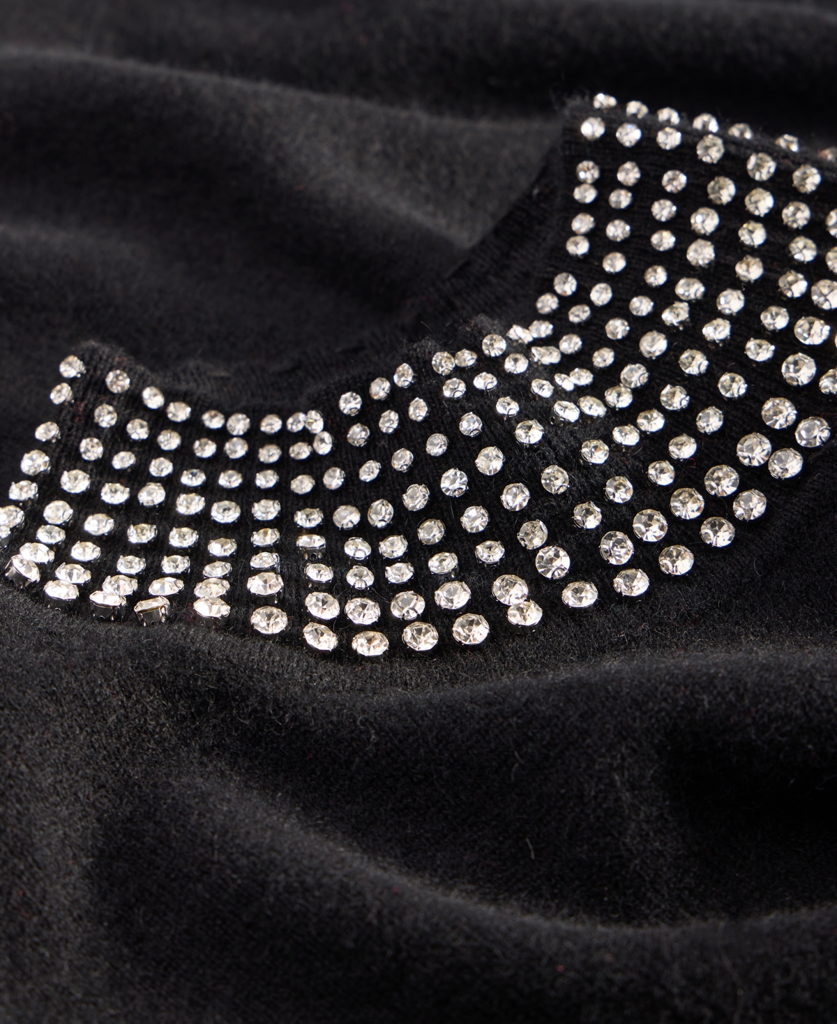 Charter Club Women's 100% Cashmere Rhinestone Mock Neck Sweater, Macy's Exclusive In Black
