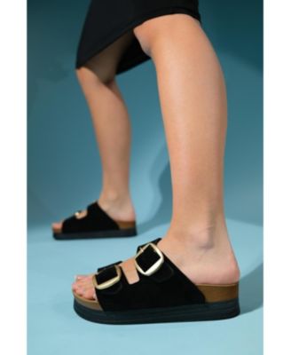 Harbor Suede Leather Two-Strap Sandal (Women)
