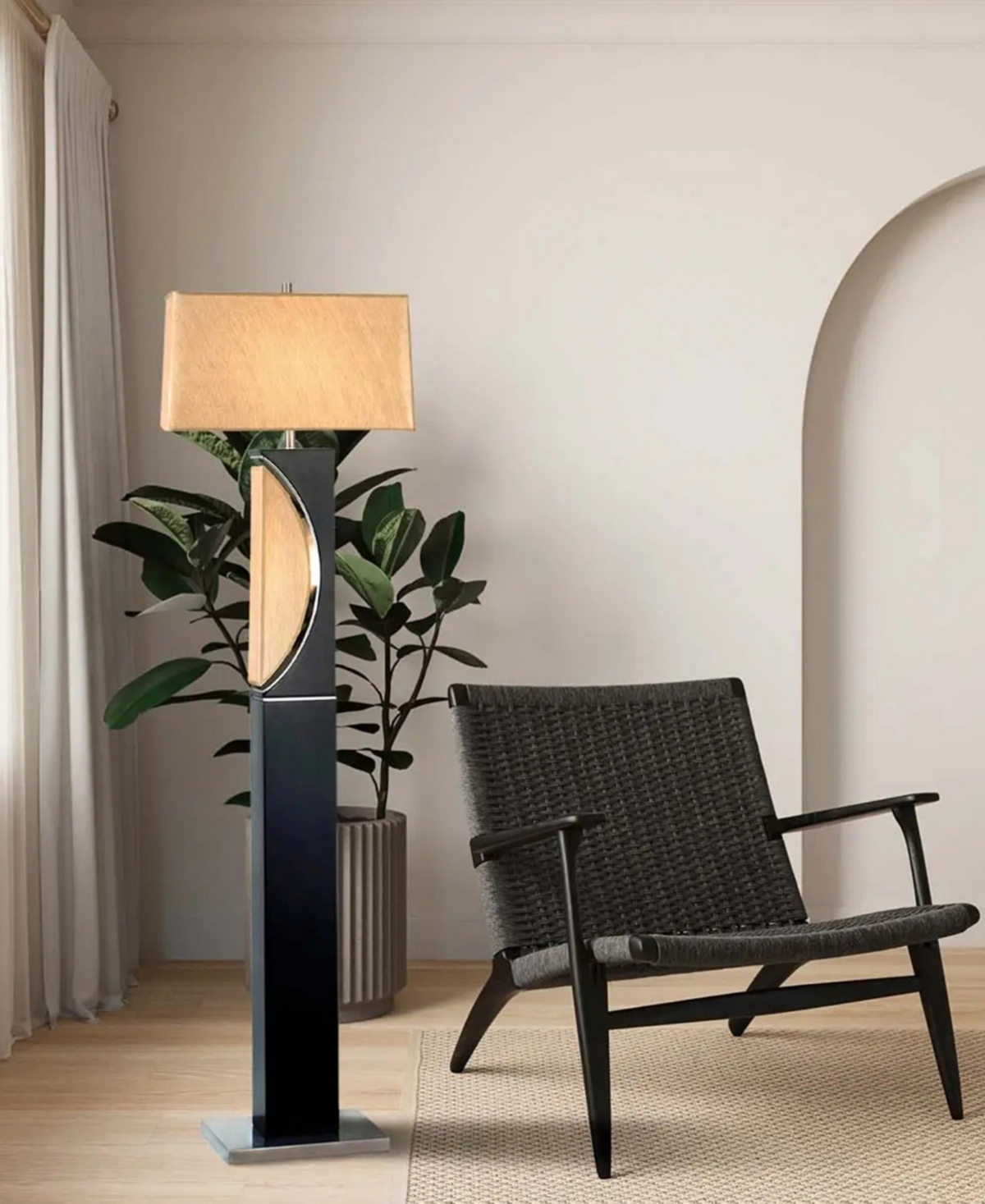 Nova Of California 63" Metal Half Moon Floor Lamp In Black