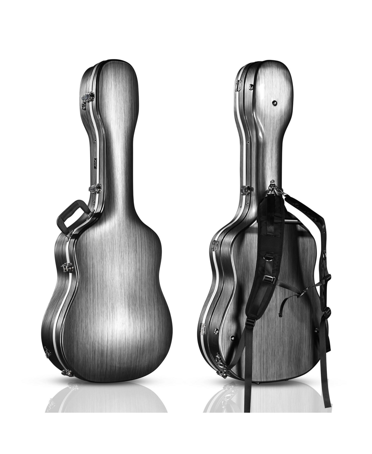 Abs Acoustic Guitar Case Hard with Backpack Straps Dreadnought Hardshell for Airline Travel - Natrual