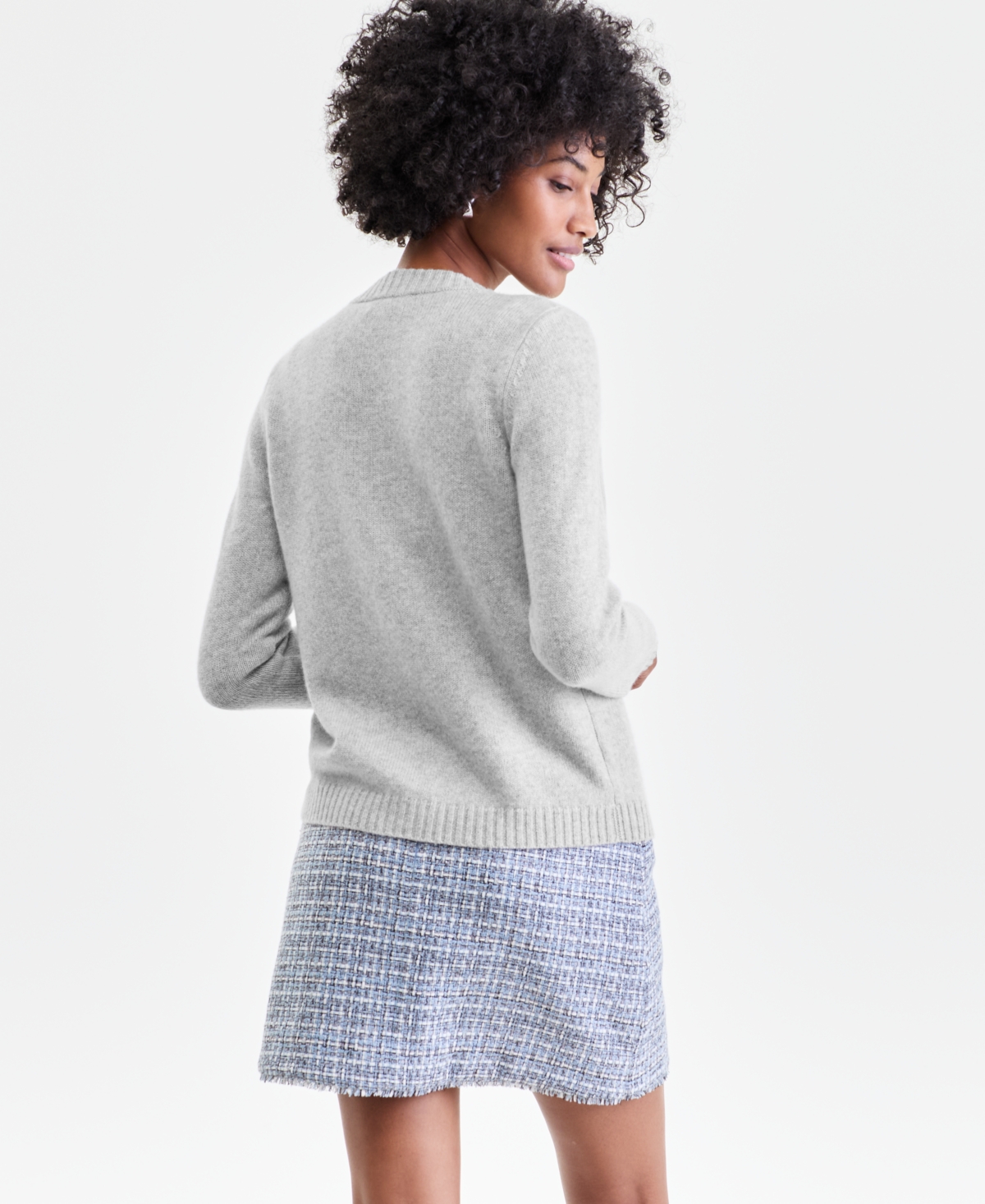 Charter Club Women's 100% Cashmere Chunky Crewneck Cardigan, Macy's Exclusive In Blue