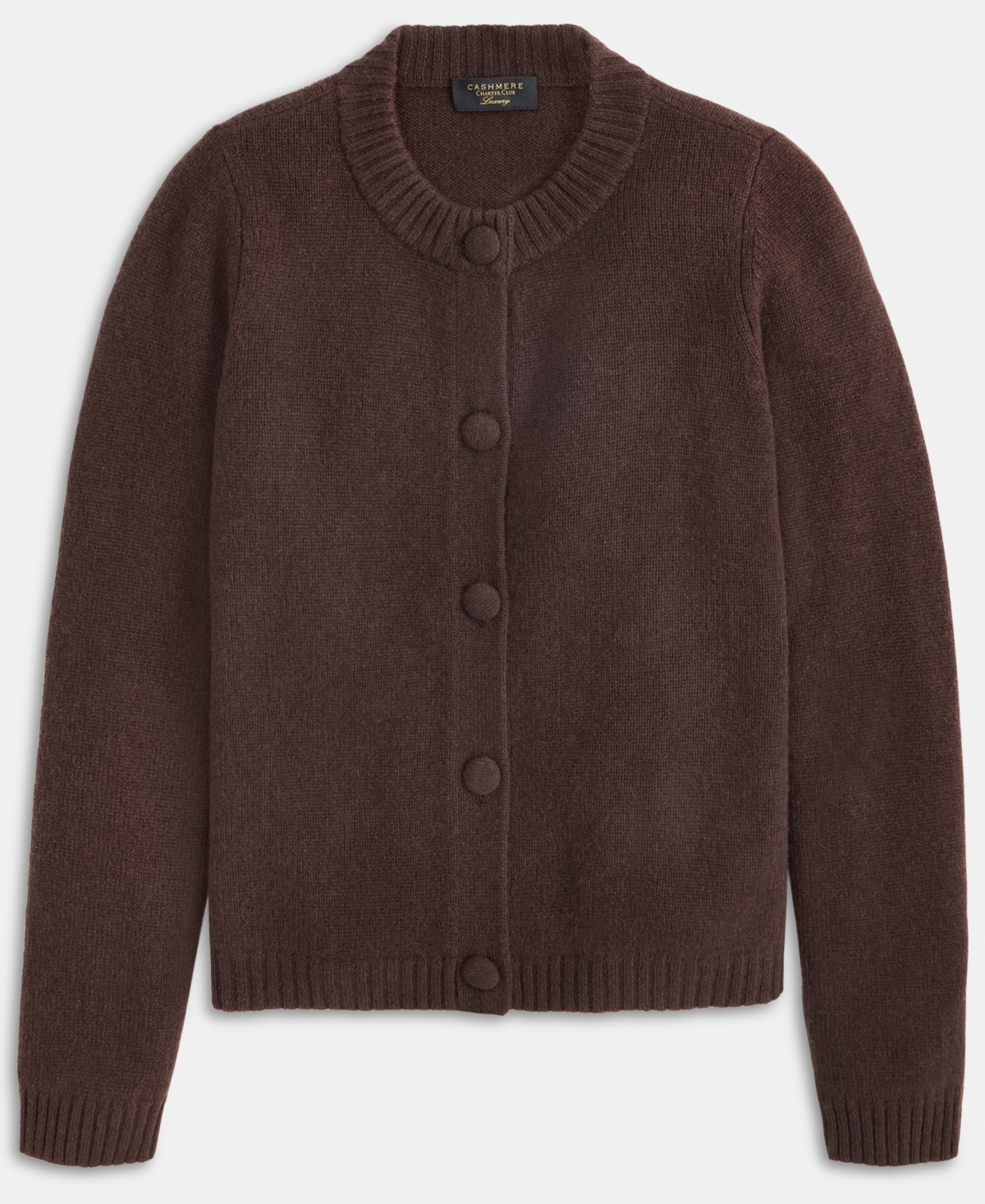 Charter Club Women's 100% Cashmere Chunky Crewneck Cardigan, Macy's Exclusive In Brown