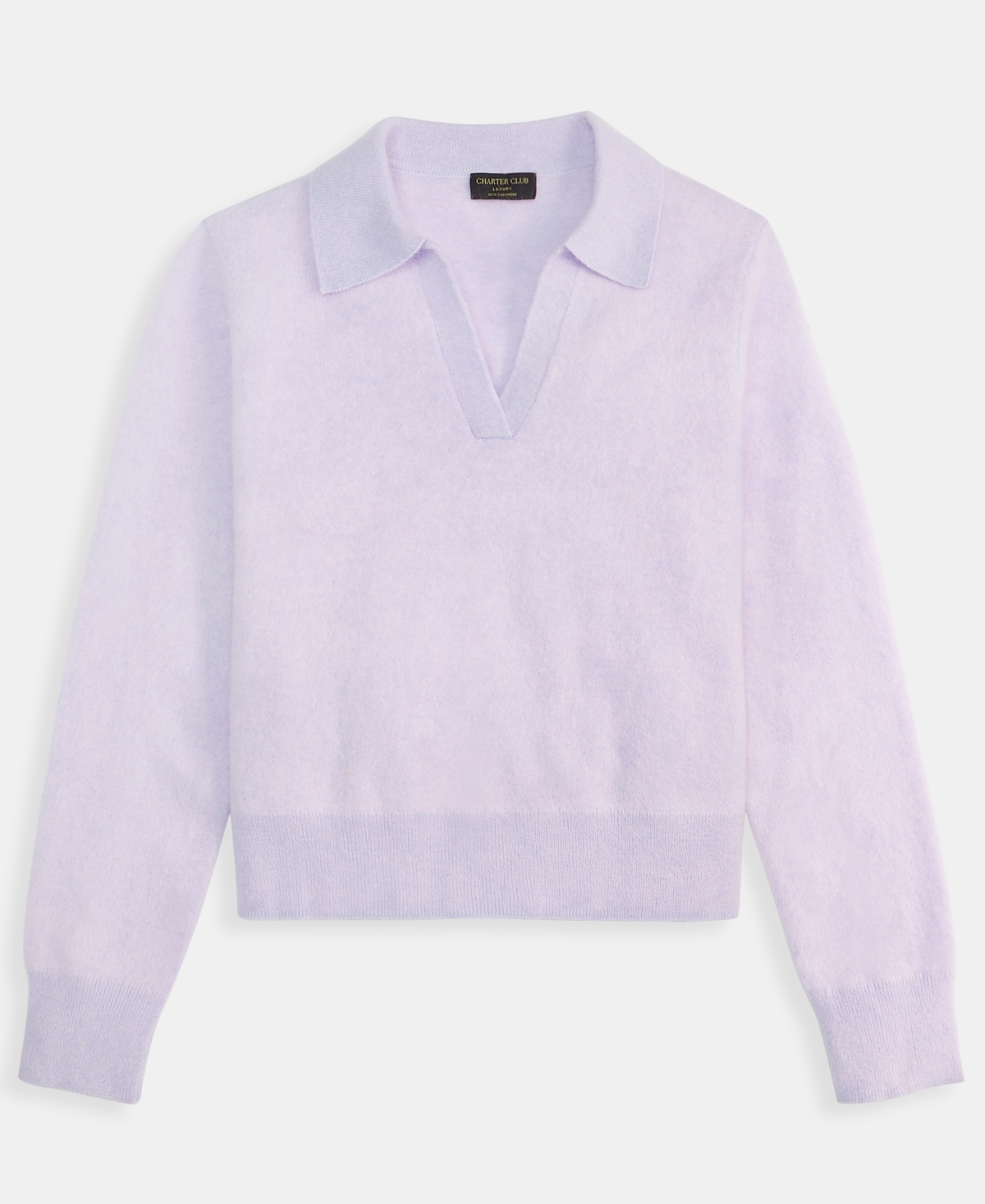 Charter Club Women's Brushed 100% Cashmere Collared Sweater, Macy's Exclusive In Purple