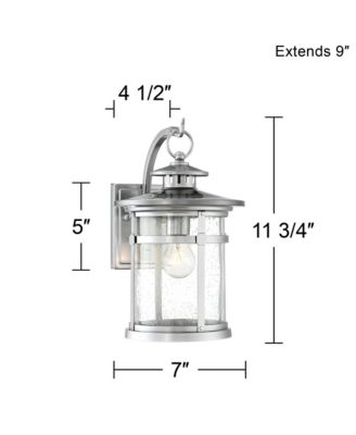 Callaway Modern Industrial Outdoor Wall Light Fixtures Set of 2 Chrome Metal 11 3/4" Clear Seedy Glass for Post Barn