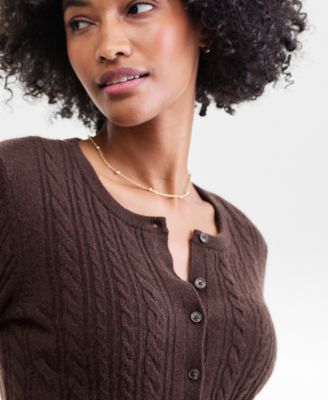 Women's 100% Cashmere Cable-Knit Cardigan Sweater,  Macy's Exclusive