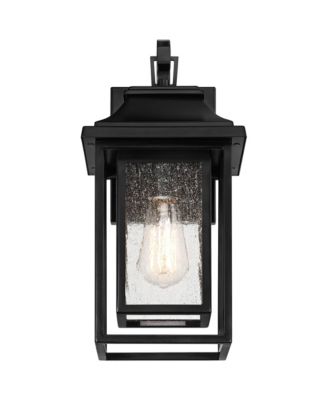 Cecile 15 1/4" High Mission Country Traditional Outdoor Wall Light Fixture Mount Porch House Exterior Outside Box Lantern Black Clear Seeded Glass Shade Front Door Patio Garage Home - John Timberland