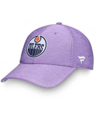 Men's Heather Purple Edmonton Oilers 2020 Hockey Fights Cancer Adjustable Hat