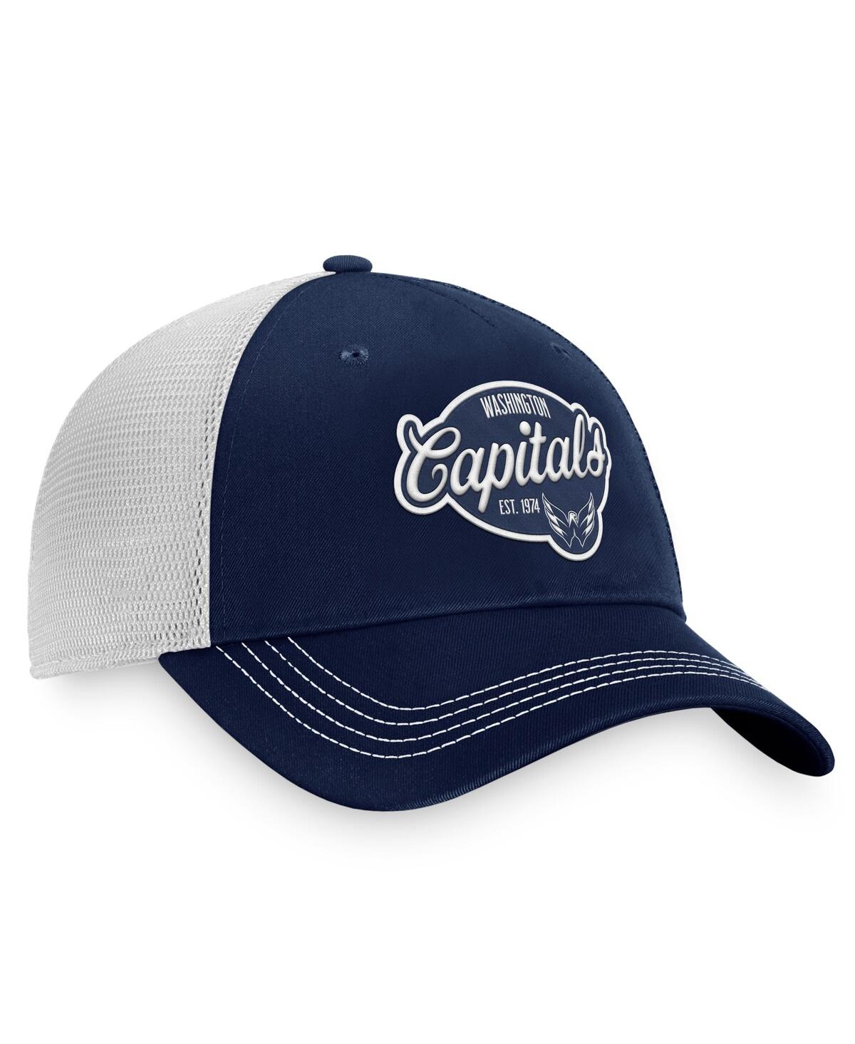 Fanatics Women's Navy/white Washington Capitals Fundamental Trucker Adjustable Hat