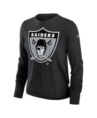 Women's Black Las Vegas Raiders Large Logo Cropped Long Sleeve Fashion T-Shirt