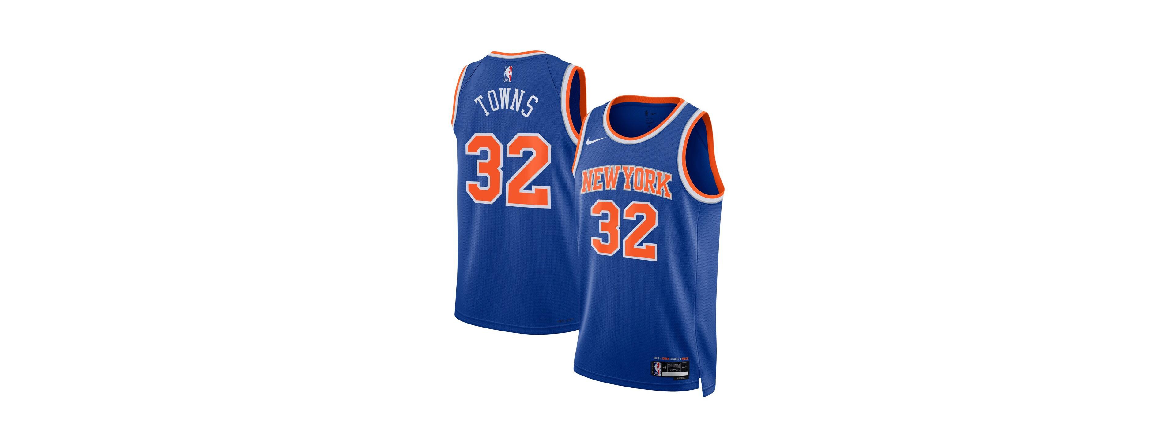 Nike Men's and Women's Karl-Anthony Towns Blue New York Knicks Swingman Icon Edition Jersey