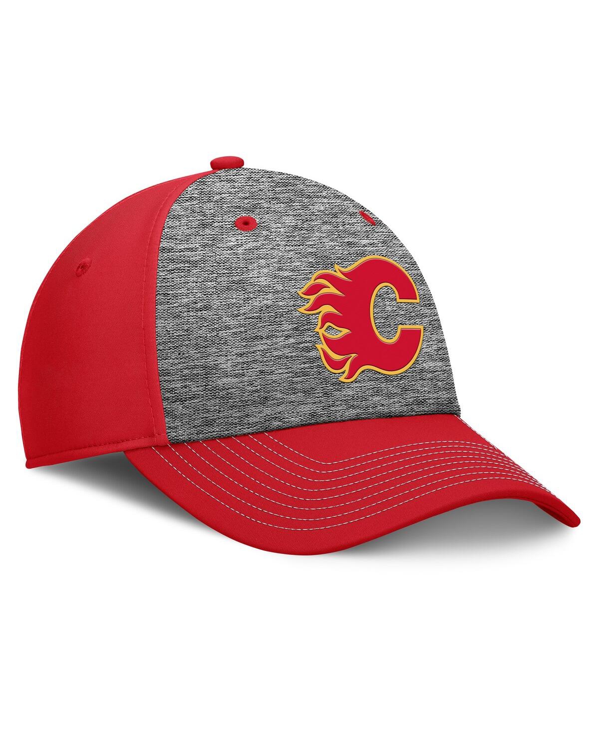 Fanatics Men's Gray/red Calgary Flames Fundamental Top Shelf 2-tone Flex Hat