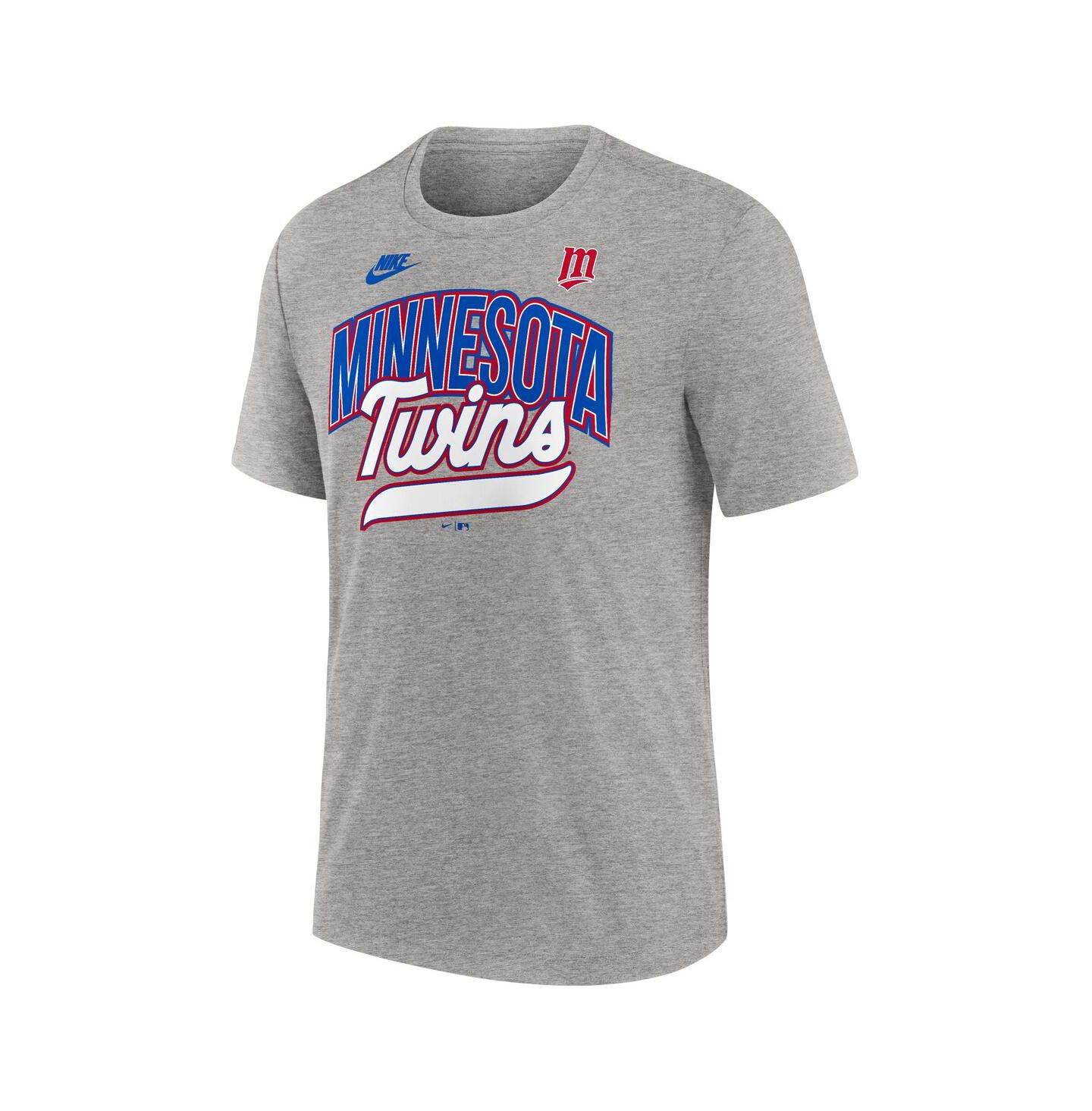 Мужская футболка Nike Heather Gray Minnesota Twins Cooperstown Collection Retro Tri-Blend — фото 2