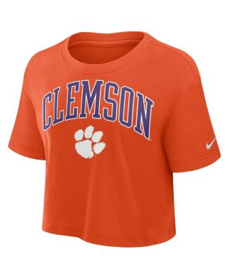 Women's Orange Clemson Tigers Power Pursuit Athletic Prep Arch Performance Cropped T-Shirt