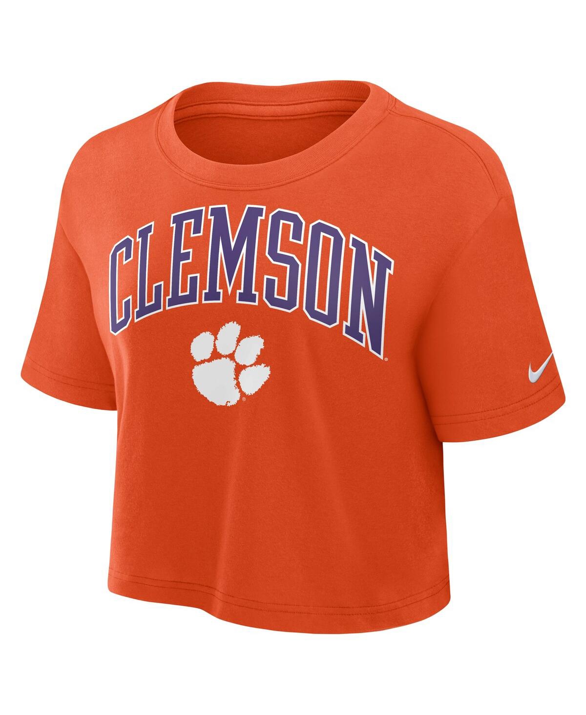 Nike Clemson Athletic Prep Arch  Women's Dri-fit College Cropped T-shirt In Orange