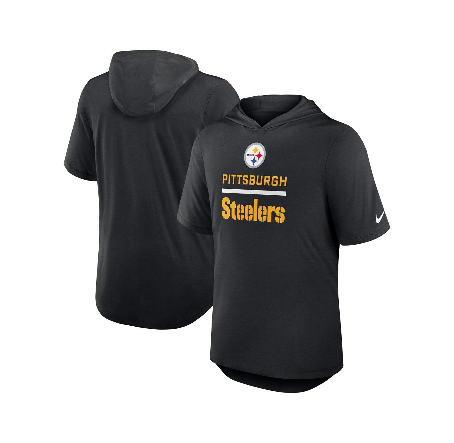 Men's Black Pittsburgh Steelers Lockup Tri-Blend Hoodie T-Shirt