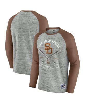 Fanatics - Men's Heather Gray San Diego Padres Raw Edge Raglan Long Sleeve Baseball T-Shirt