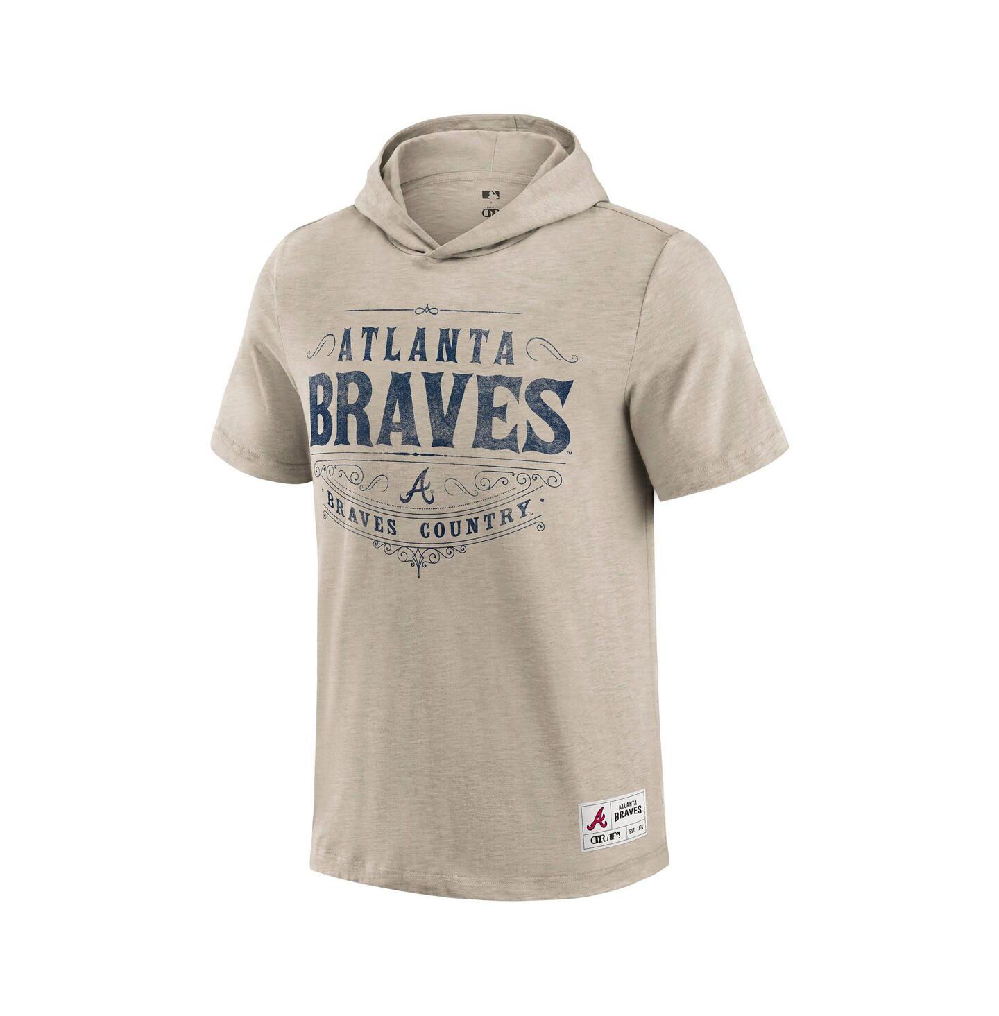 Мужская футболка Fanatics Tan Atlanta Braves Hooded — фото 3