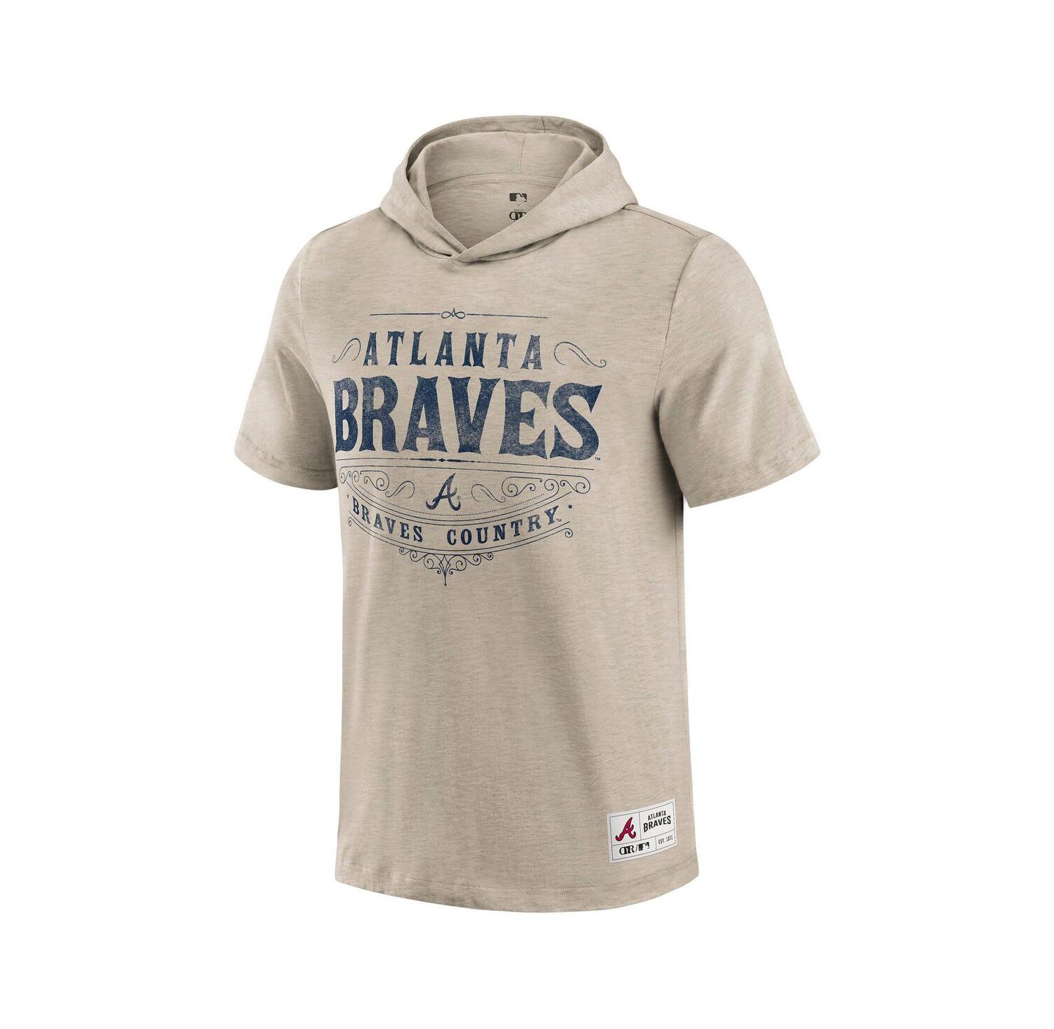 Men's Tan Atlanta Braves Hooded T-Shirt