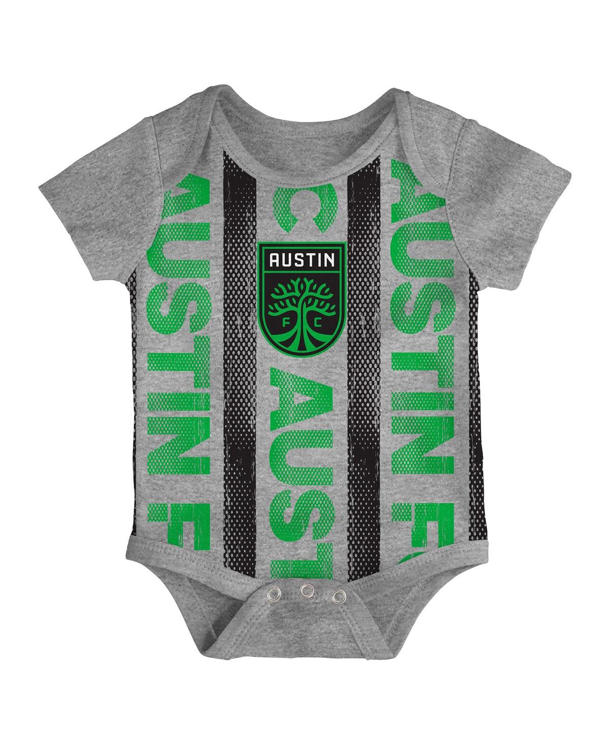 Outerstuff Newborn 3-pack Green/heather Gray Austin Fc Loyal Buddies Bodysuit Set