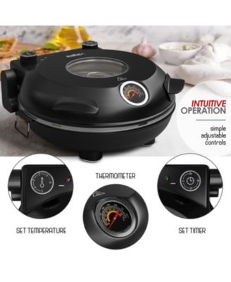 12 Inch Countertop Electric Indoor Stone Pizza Oven - Heats up to 790°F for Crispy Crust