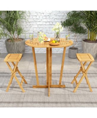 Outdoor Folding Bar Table with Oval Tabletop and Cross Base