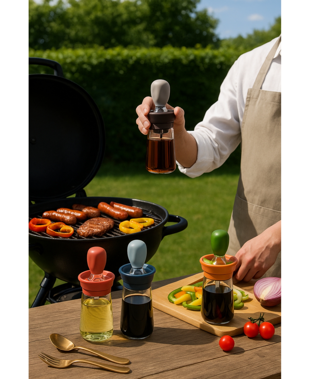 Grill Oil Sauce Dispencer-Blue - Blue