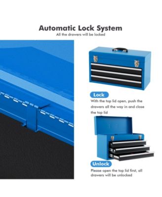 Portable Garage Mechanic Tool Cabinet Box with 3 Drawers