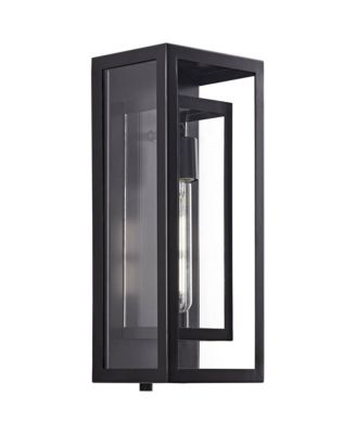 Double Box Modern Outdoor Wall Light Fixture Black Metal 16 1/2" Clear Glass for Post Exterior Barn Deck House Porch Yard Patio