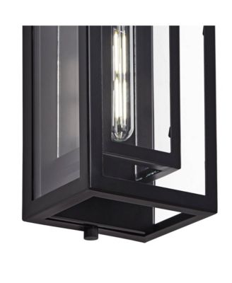 Double Box Modern Outdoor Wall Light Fixture Black Metal 16 1/2" Clear Glass for Post Exterior Barn Deck House Porch Yard Patio