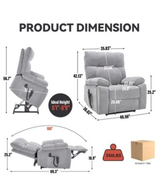 Heat Massage Dual Motor Infinite Position Up to 350 LBS Large Electric Power Lift Recliners with Hidden Cup Holders, Power-Remote