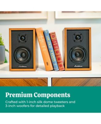 Berkeley 2.0 Stereo Powered Bookshelf Speakers with Built-in Amplifier, 3" Drivers, Bluetooth 5, RCA/Aux