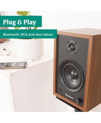 McKinley 2.0 Stereo Powered Bookshelf Speakers with Built-in Amplifier, 4" Drivers, Bluetooth 5, RCA/Aux