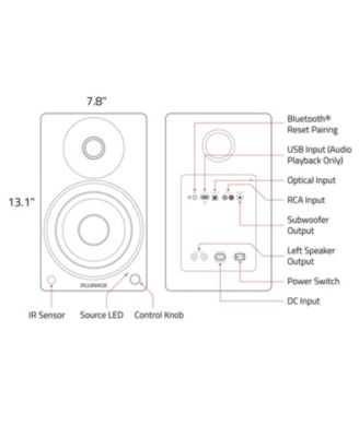 Ai61 Powered 2-Way 2.0 Stereo with 6.5-Inch Drivers 120W Amp for Turntable TV PC Bluetooth Speakers
