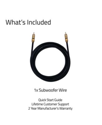Premium Grade Subwoofer Cable with Gold Plated RCA Connectors for Subwoofer, Home Theater, Amplifier - 12 ft