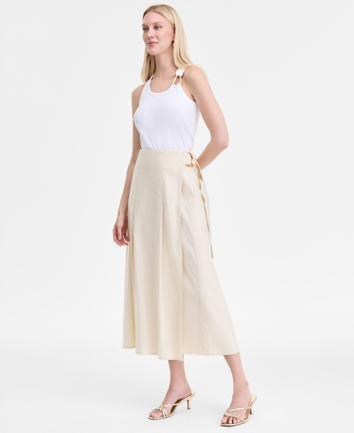 Women's Linen-Blend Maxi Skirt, Exclusively at Macy's - Beige Creme