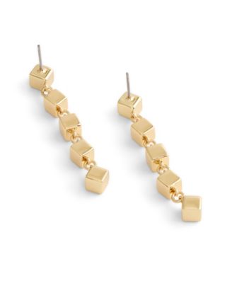 Multi-Colored Signature Logo Enamel Cube Linear Earrings
