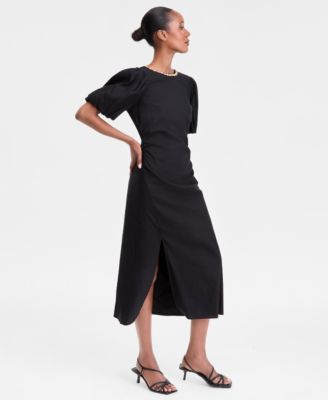 Women's Linen-Blend Puff-Sleeve Dress, Exclusively at Macy's