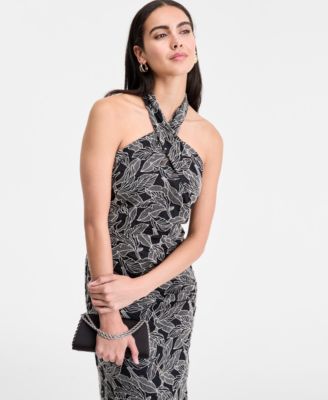 Women's Embroidered Cotton Halter Dress, Exclusively at Macy's