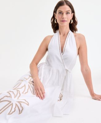 Women's Palm Eyelet Halter Dress, Exclusively at Macy's
