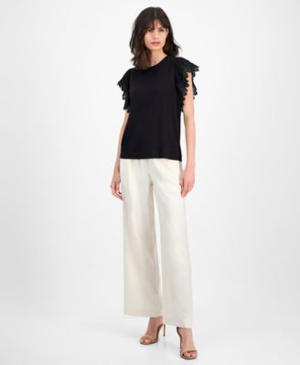 Women's Lace-Trim Cap-Sleeve T-Shirt