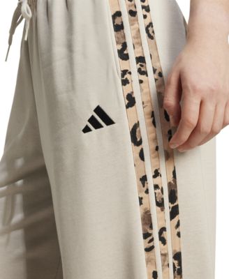Women's Leopard-Print Stripes Relaxed Wide-Leg Pants