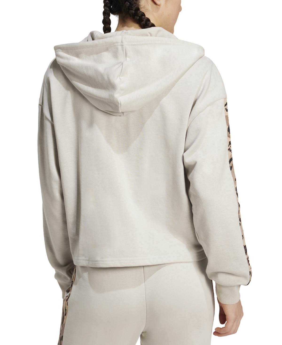 Adidas Originals Women's Animal-print 3-stripe French Terry Zip Hoodie In Neutral