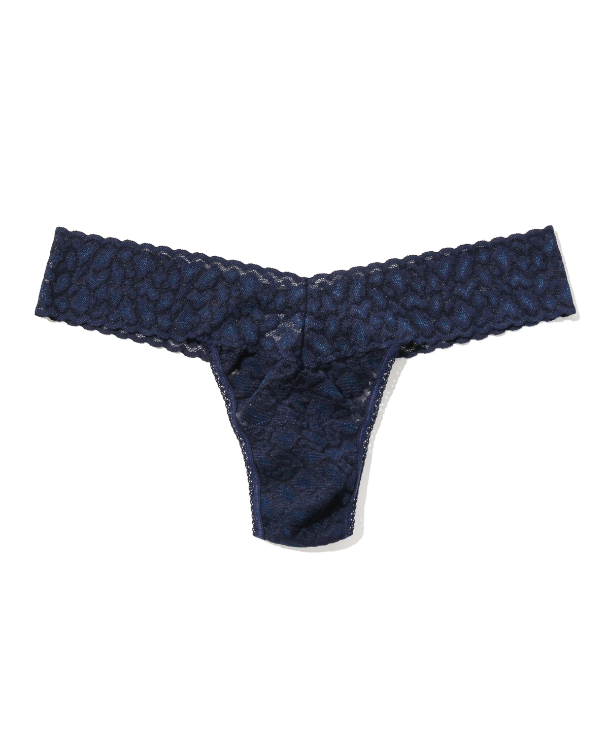 Women's Leopard Lace Low Rise Thong Underwear 7I1051 - Black