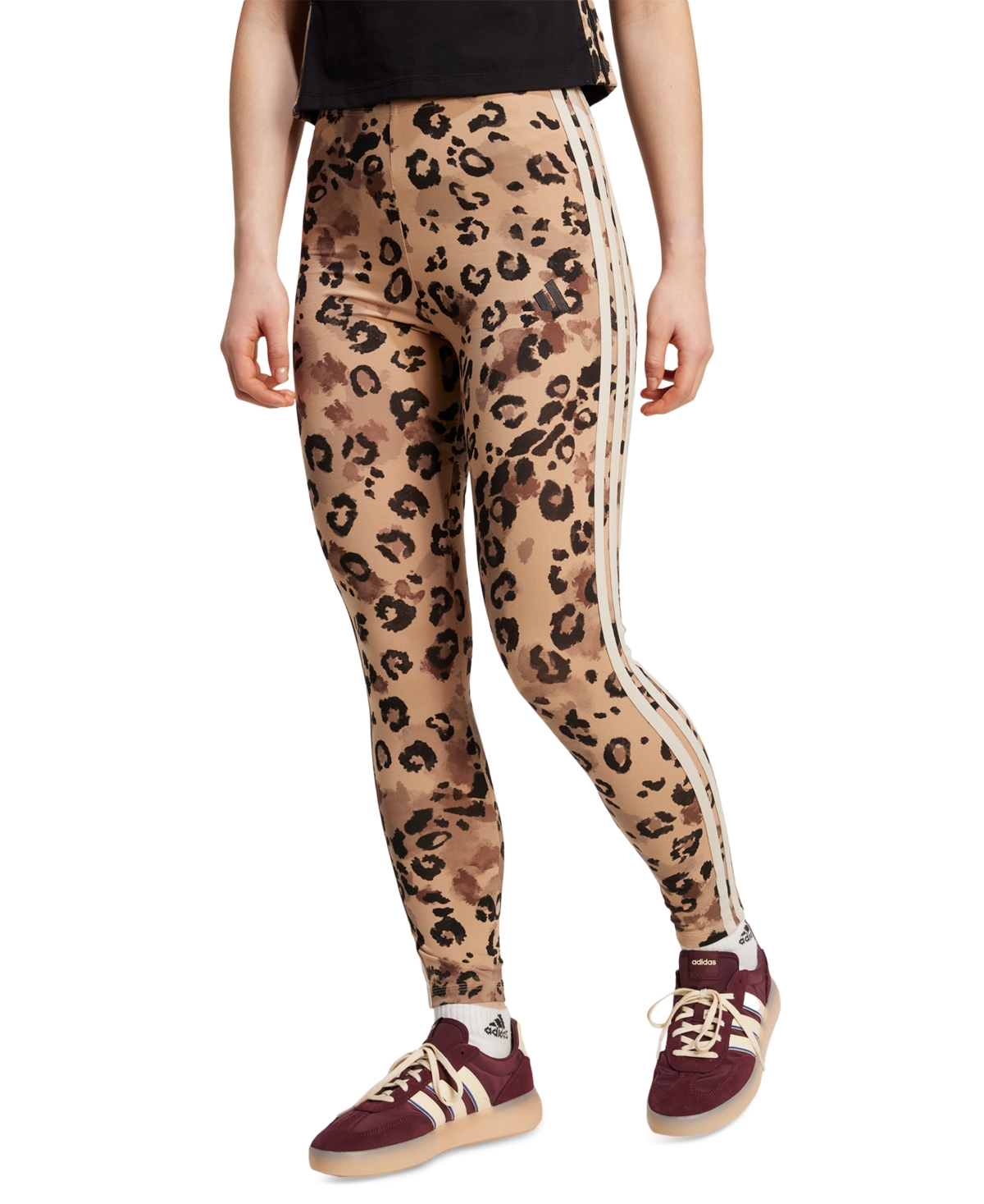 Adidas Originals Women's Leopard-print Cotton-blend High-rise Leggings
