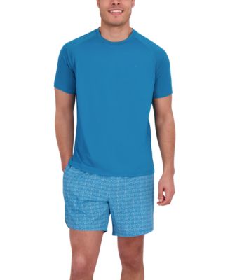 Men's Short Sleeve Waffle-Knit Crewneck Swim Shirt