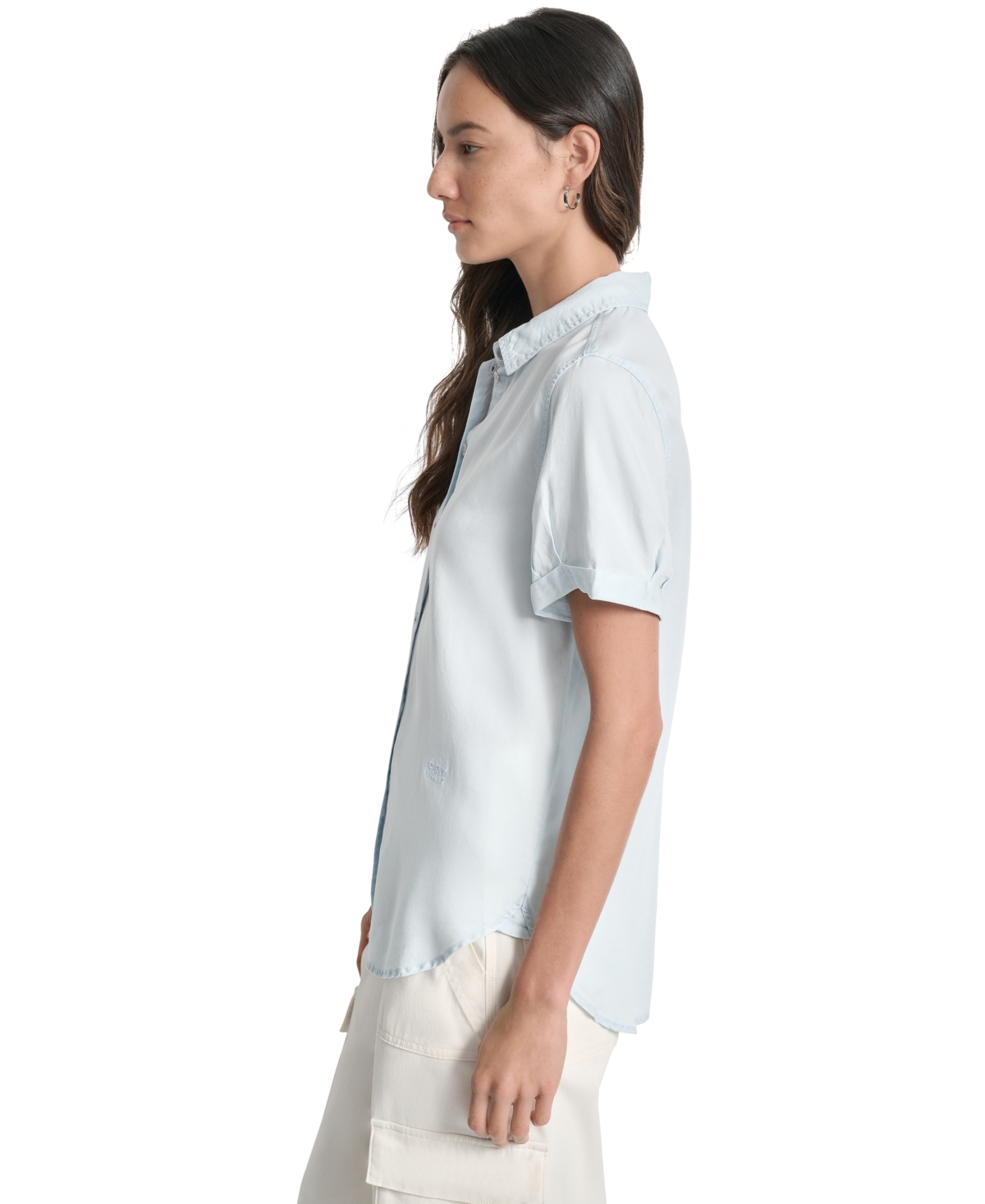 DKNY JEANS WOMEN'S ROLLED-SLEEVE BUTTON-UP SHIRT 