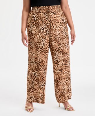 Plus Size Cheetah Printed High-Rise Pants, Exclusively at Macy's 