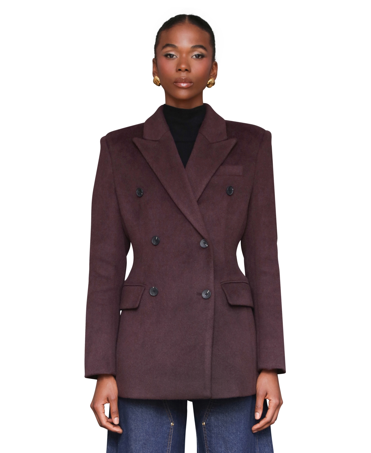 Avec Les Filles Hourglass Blazer Coat In Purple