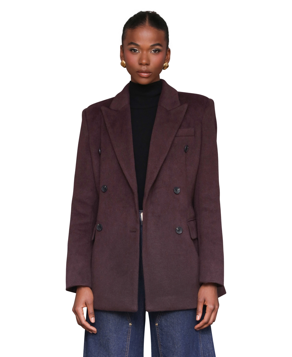 Avec Les Filles Hourglass Blazer Coat In Purple