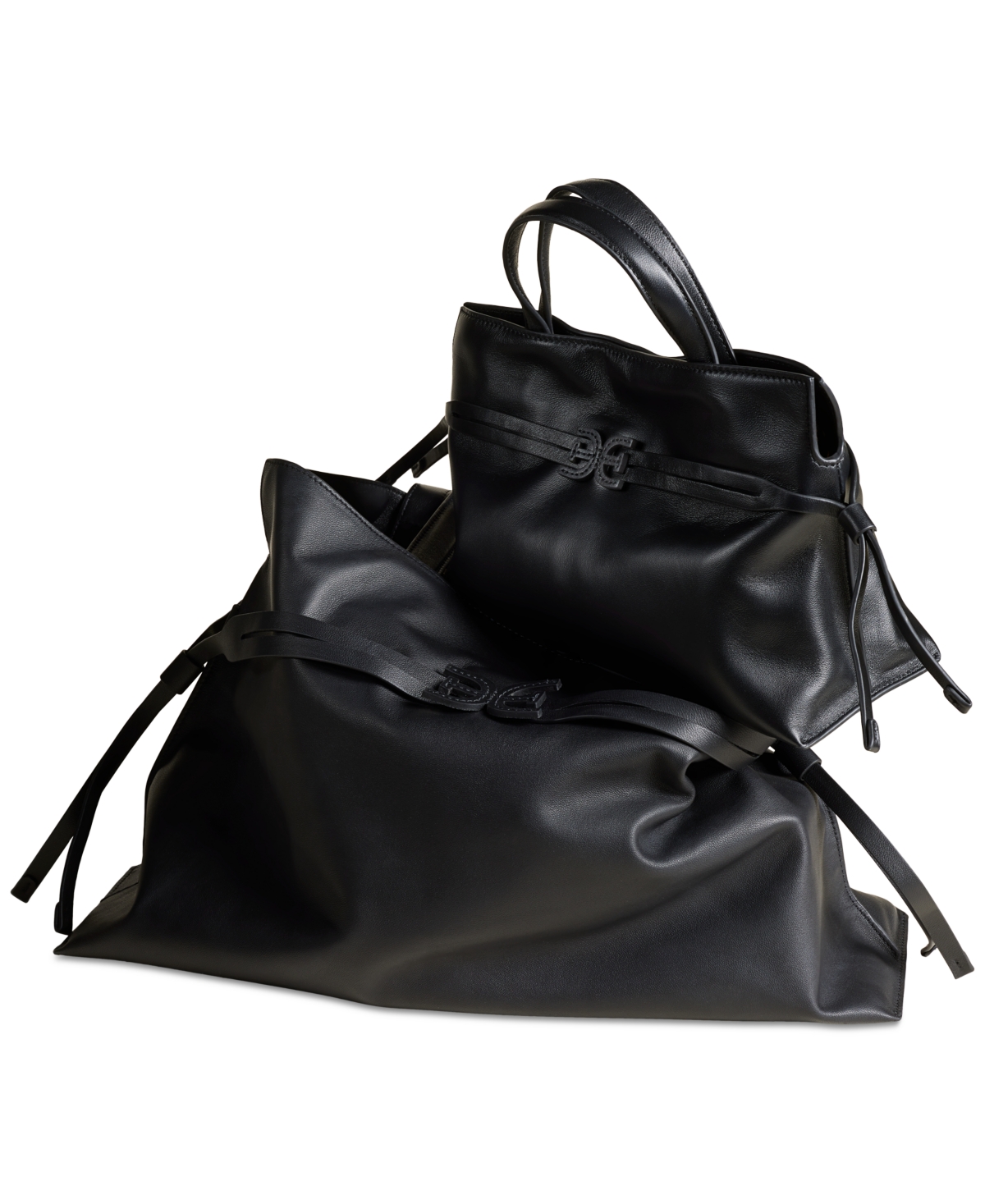 Sam Edelman Poppy Extra Large Leather Drawstring Crossbody In Black